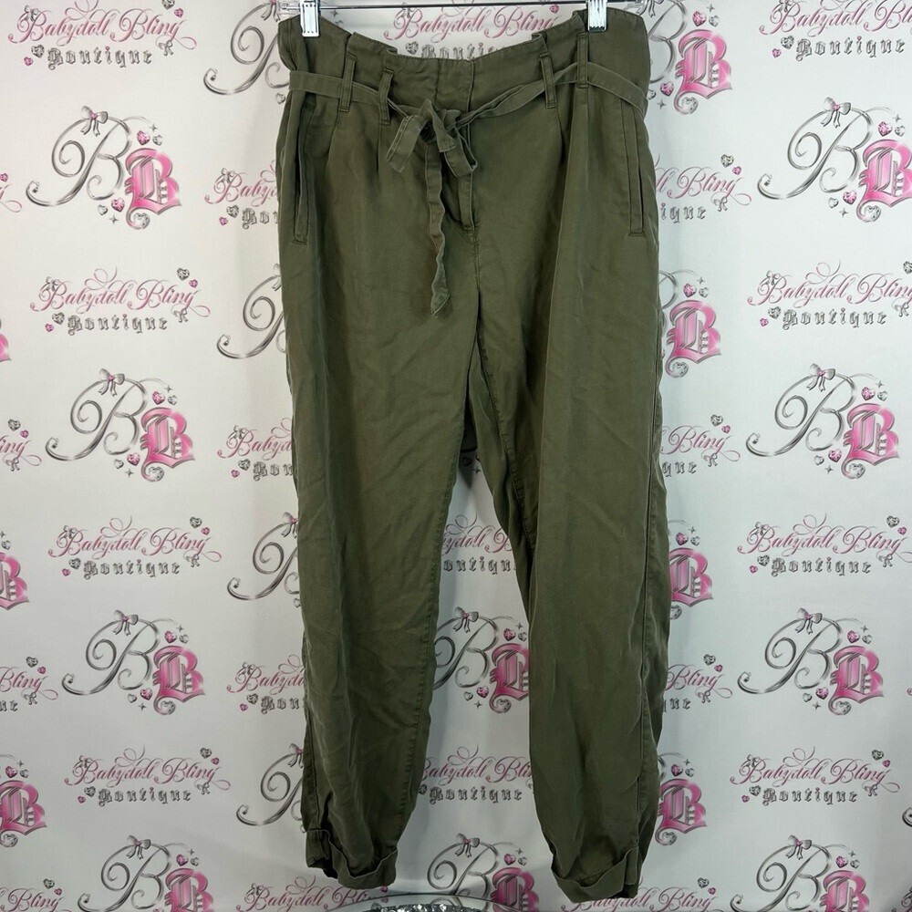 RW&CO. Pants cargo joggers green military belted belt Khaki Straight Leg Pants